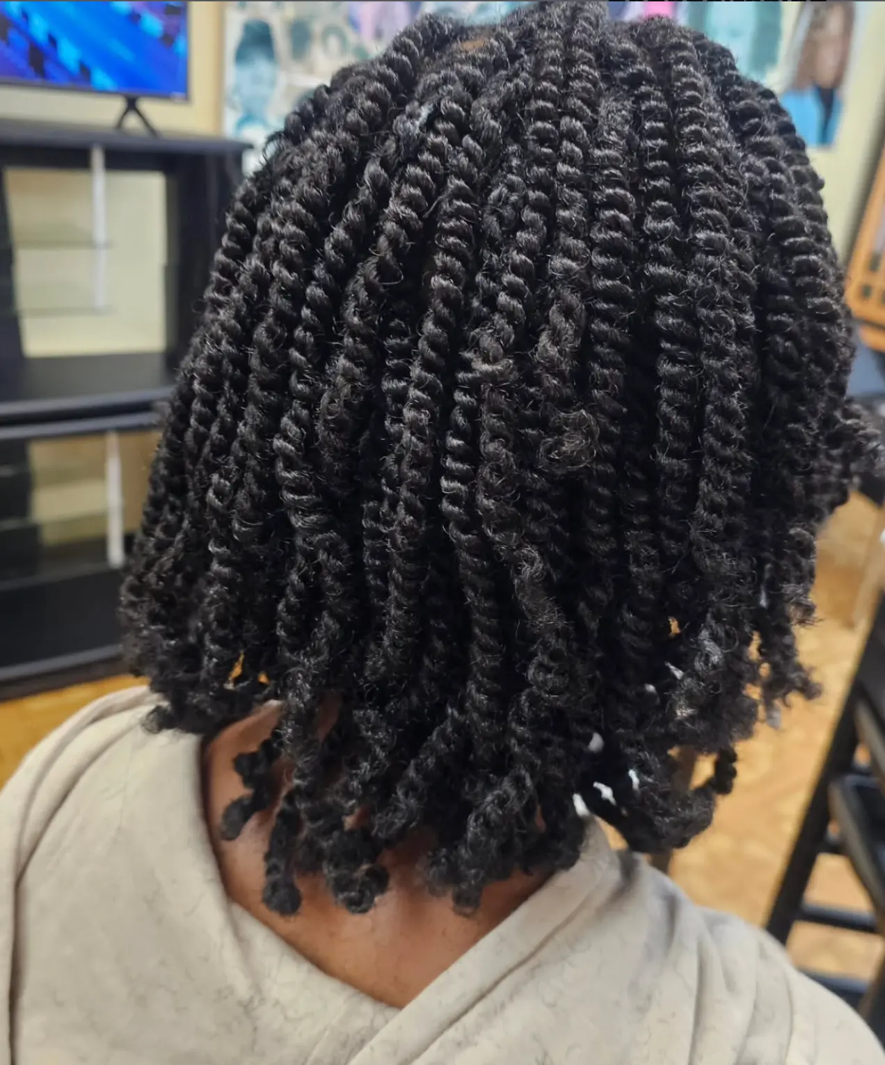 Two-strand natural twists, shoulder length — Gege Hair Salon, Schaumburg