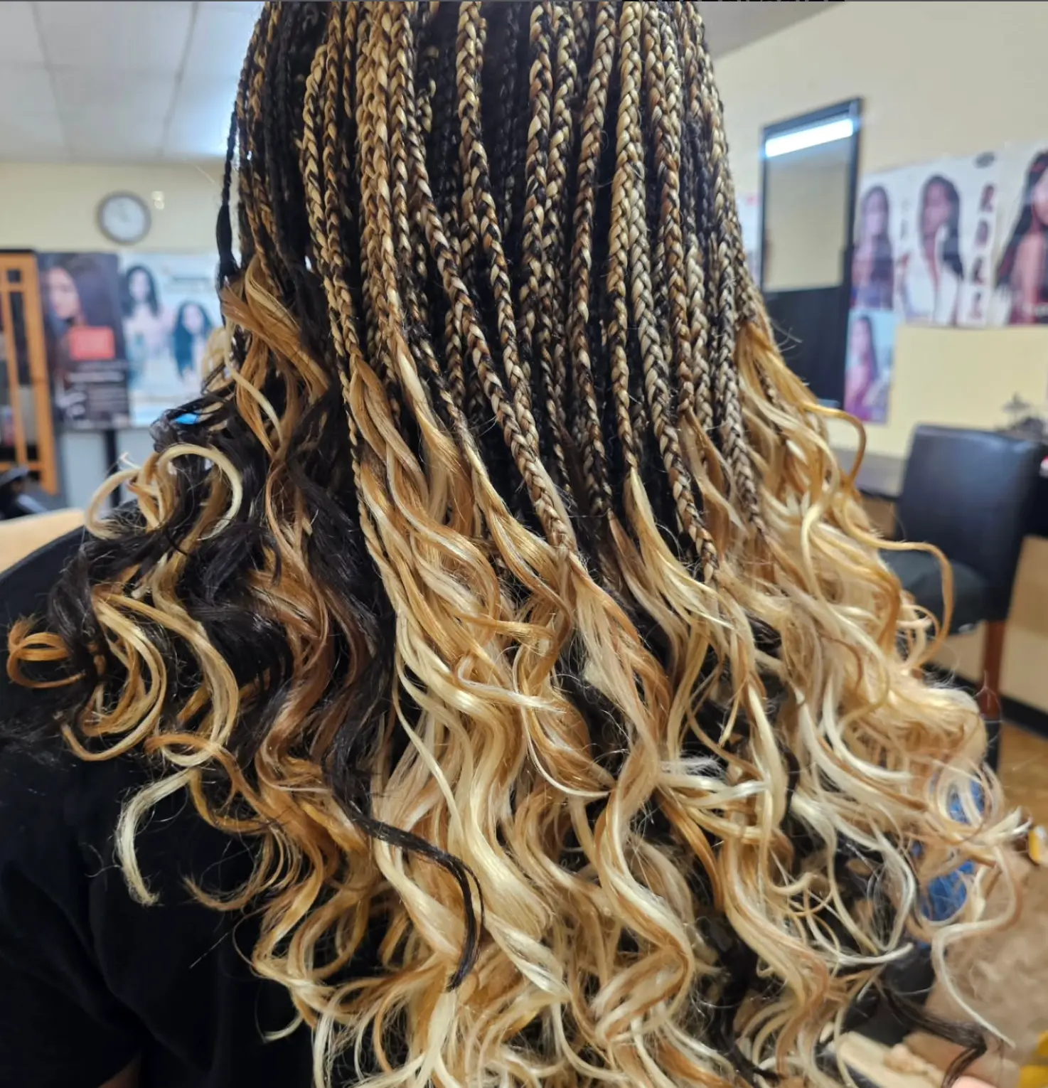 Honey blonde boho box braids — Gege Hair Salon, Schaumburg